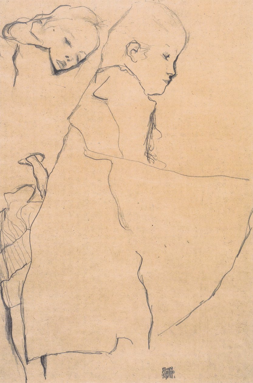 两个熟睡的女孩 作者 埃贡·席勒（Egon Schiele）