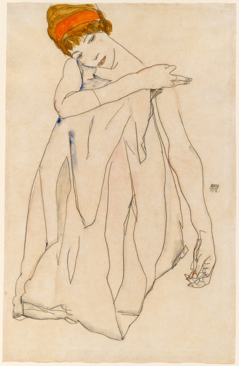舞者（DieTänzerin），1913年（wc和水粉纸上的水粉） 作者 埃贡·席勒（Egon Schiele）