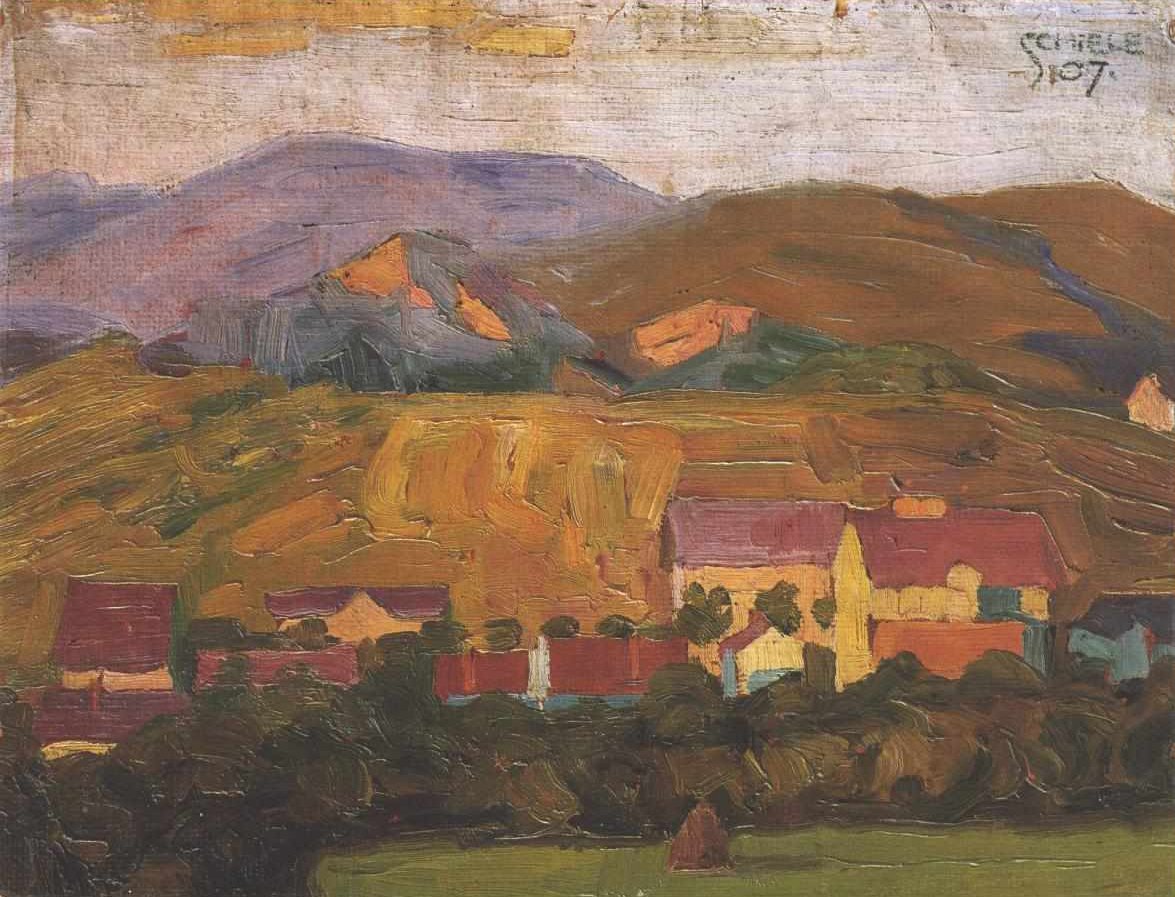 有山的村庄 作者 埃贡·席勒（Egon Schiele）
