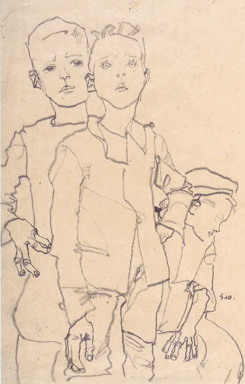 三个街头男孩 作者 埃贡·席勒（Egon Schiele）