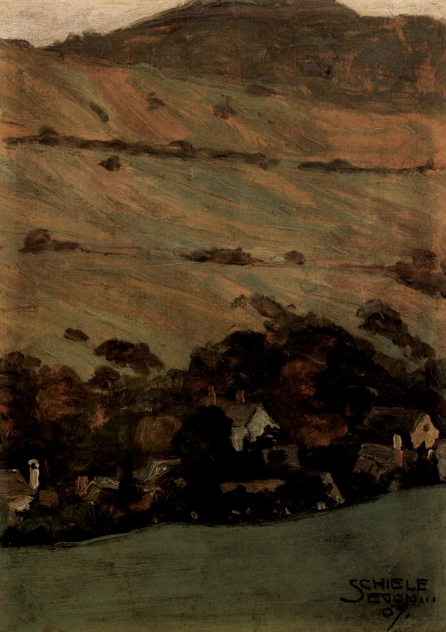 在山坡前面的房子 作者 埃贡·席勒（Egon Schiele）