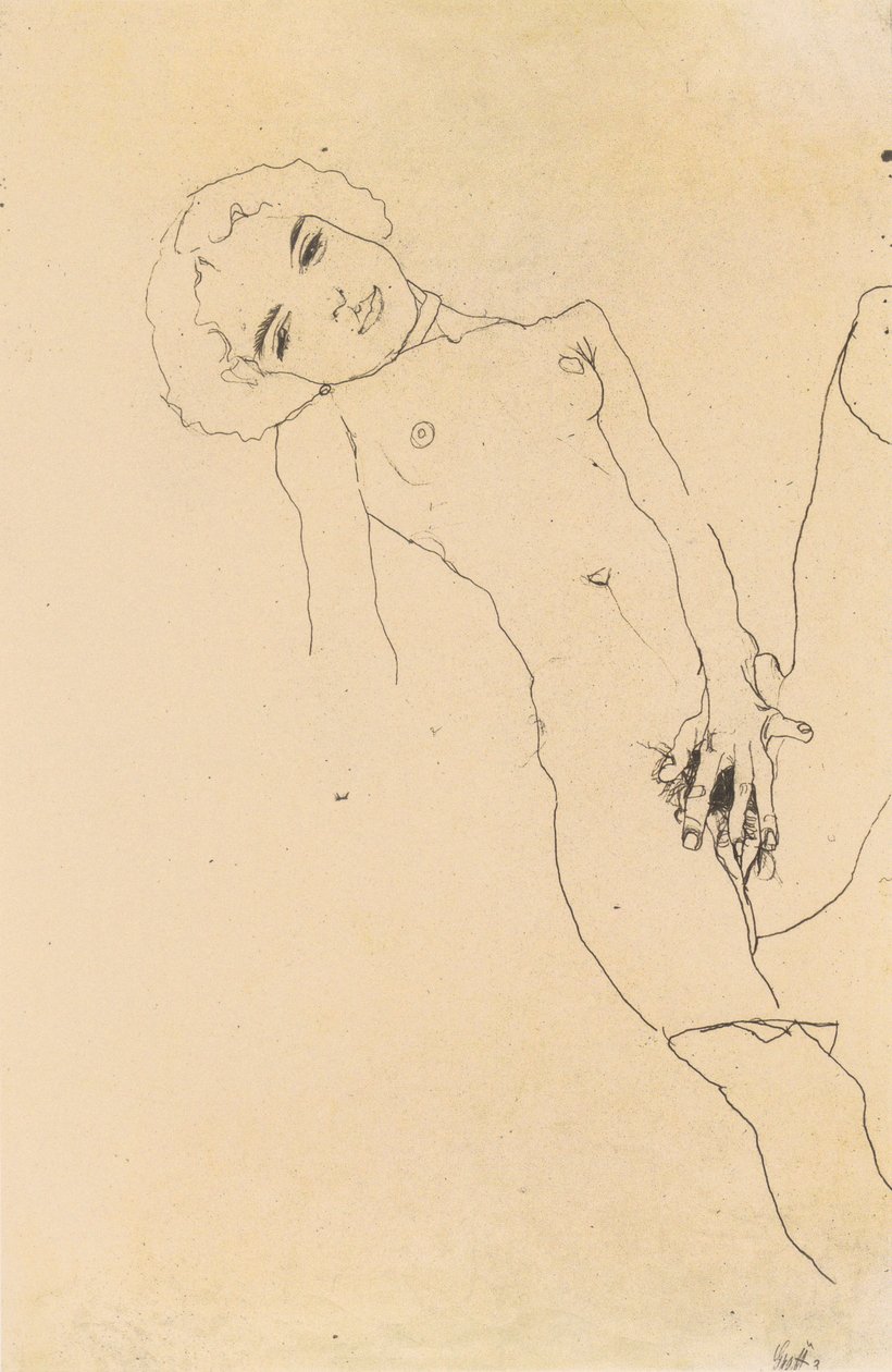 自慰的女孩 作者 埃贡·席勒（Egon Schiele）