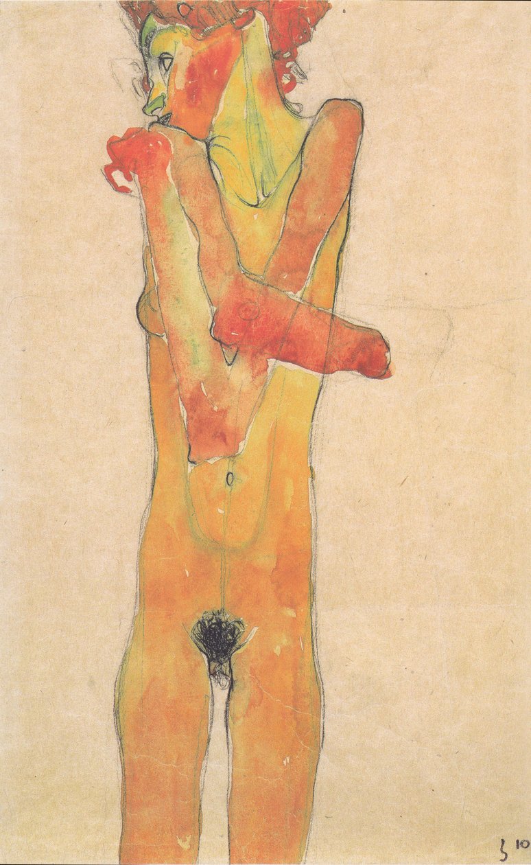 女孩用双臂交叉 作者 埃贡·席勒（Egon Schiele）