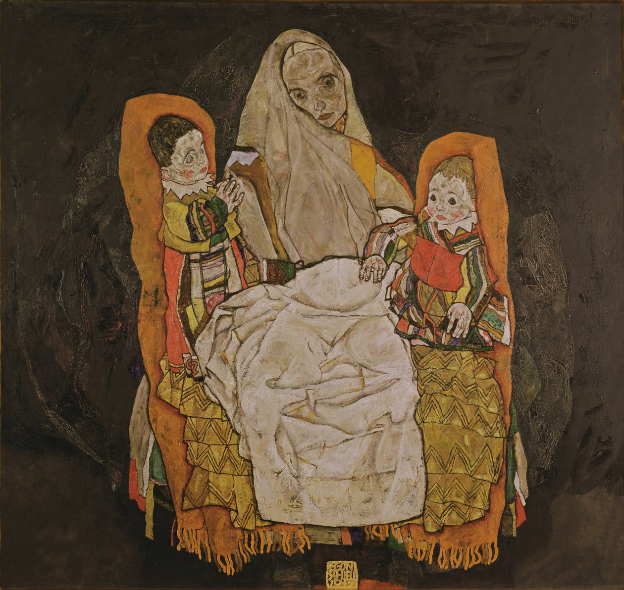 有两个孩子的母亲，1915-17 作者 埃贡·席勒（Egon Schiele）