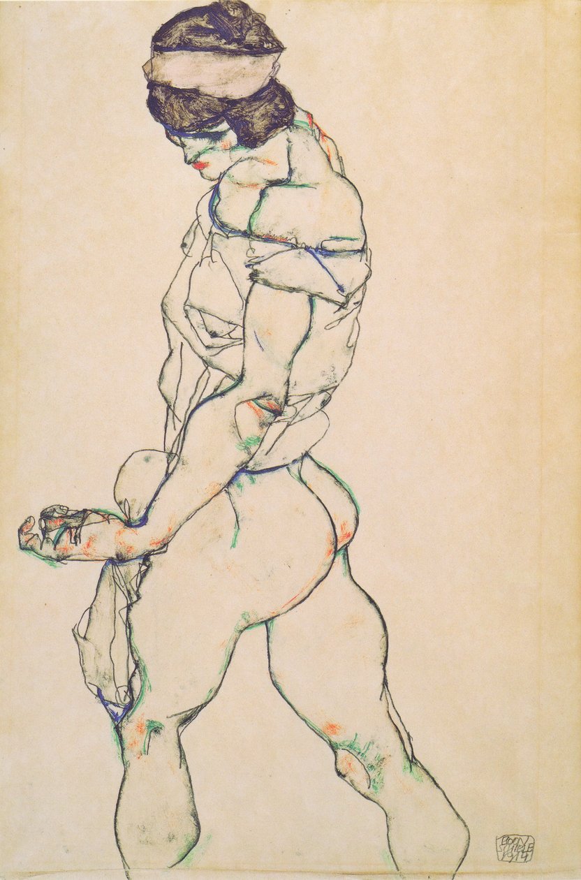 左边，女裸照 作者 埃贡·席勒（Egon Schiele）