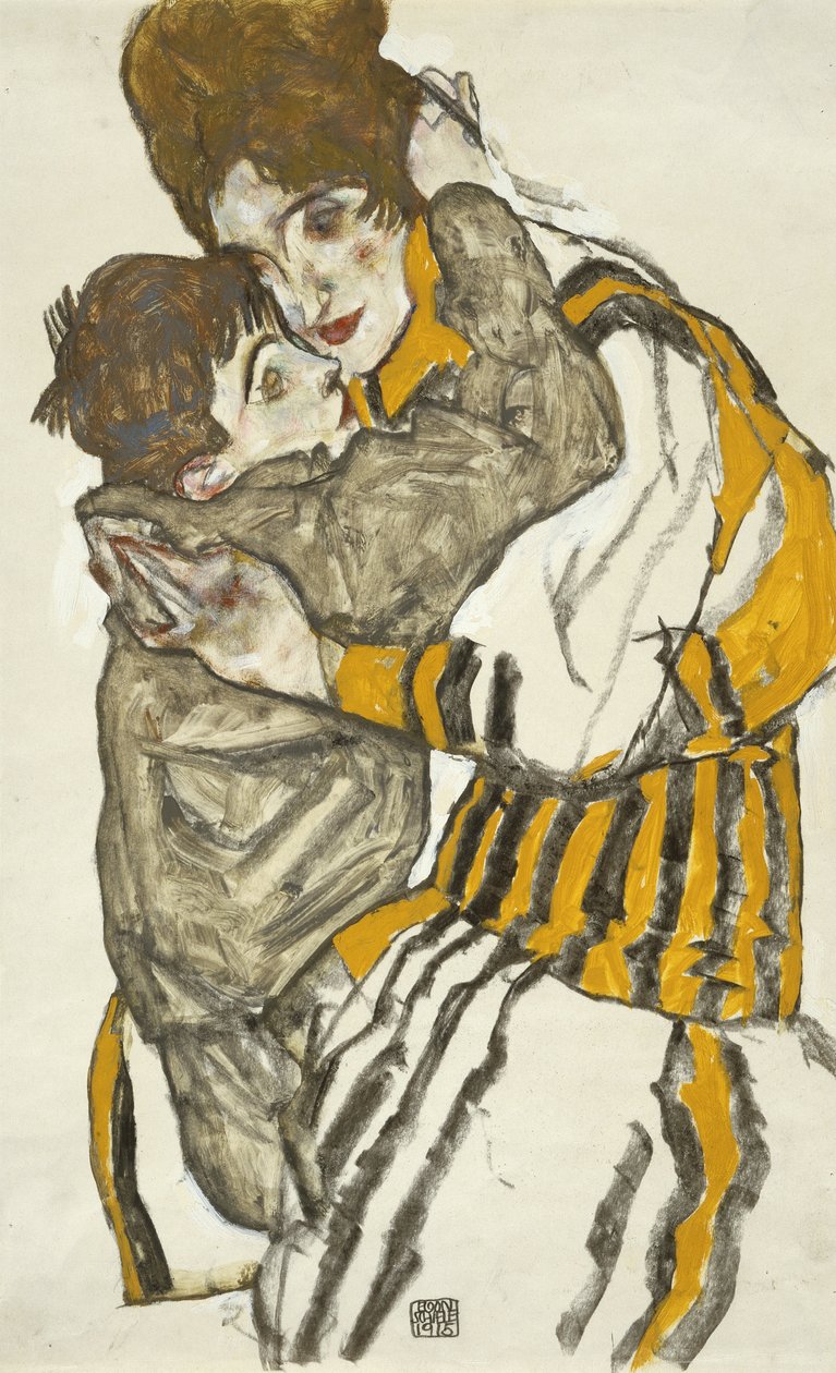 Schieles妻子和她的小侄子 作者 埃贡·席勒（Egon Schiele）
