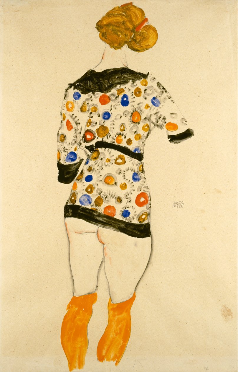 一个被仿造的女衬衫的常设妇女 作者 埃贡·席勒（Egon Schiele）