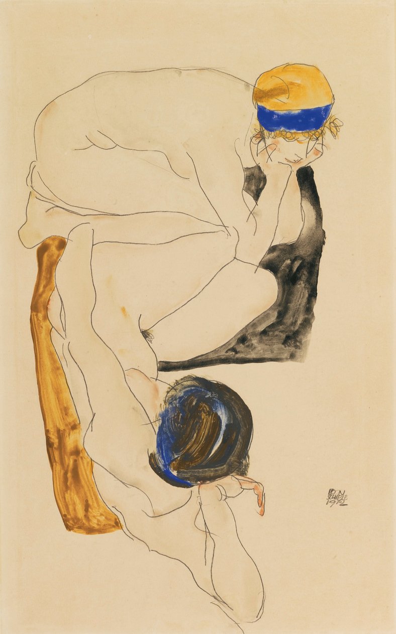 两个说谎的人物 作者 埃贡·席勒（Egon Schiele）