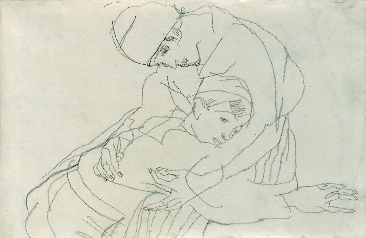拥抱，1914年 作者 埃贡·席勒（Egon Schiele）