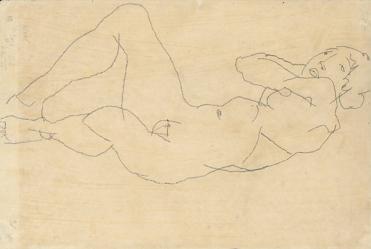1914年，女性裸体手在头后面 作者 埃贡·席勒（Egon Schiele）