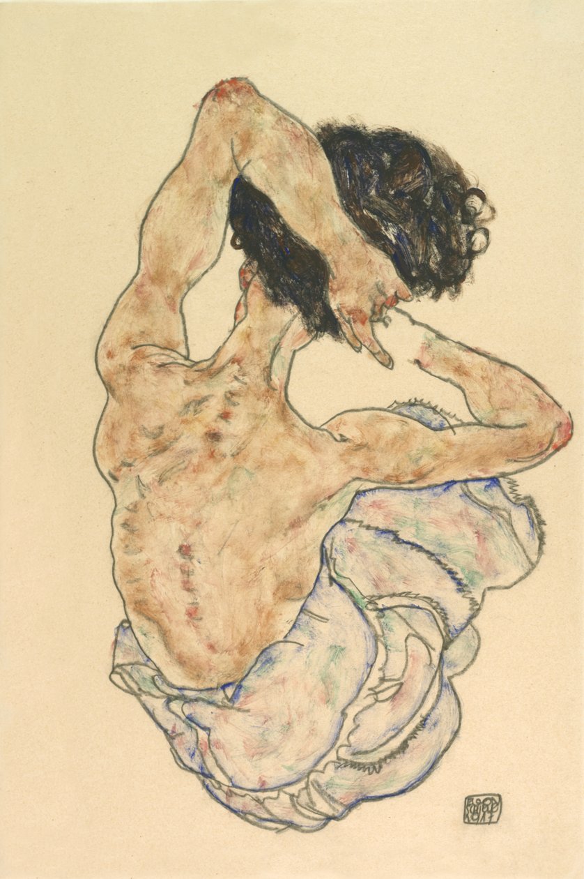 女子后背表演，1917年。 作者 埃贡·席勒（Egon Schiele）