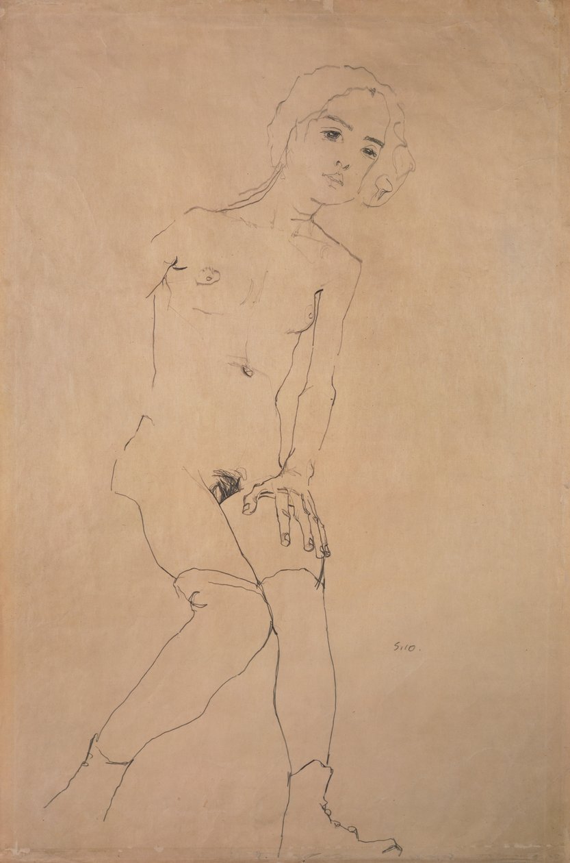 裸体，1910年 作者 埃贡·席勒（Egon Schiele）