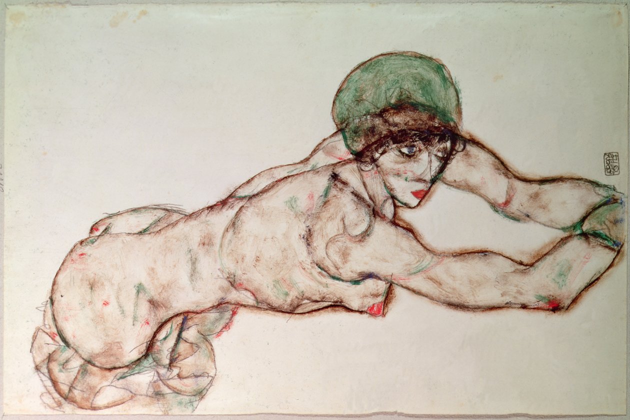 伸展的裸体 作者 埃贡·席勒（Egon Schiele）