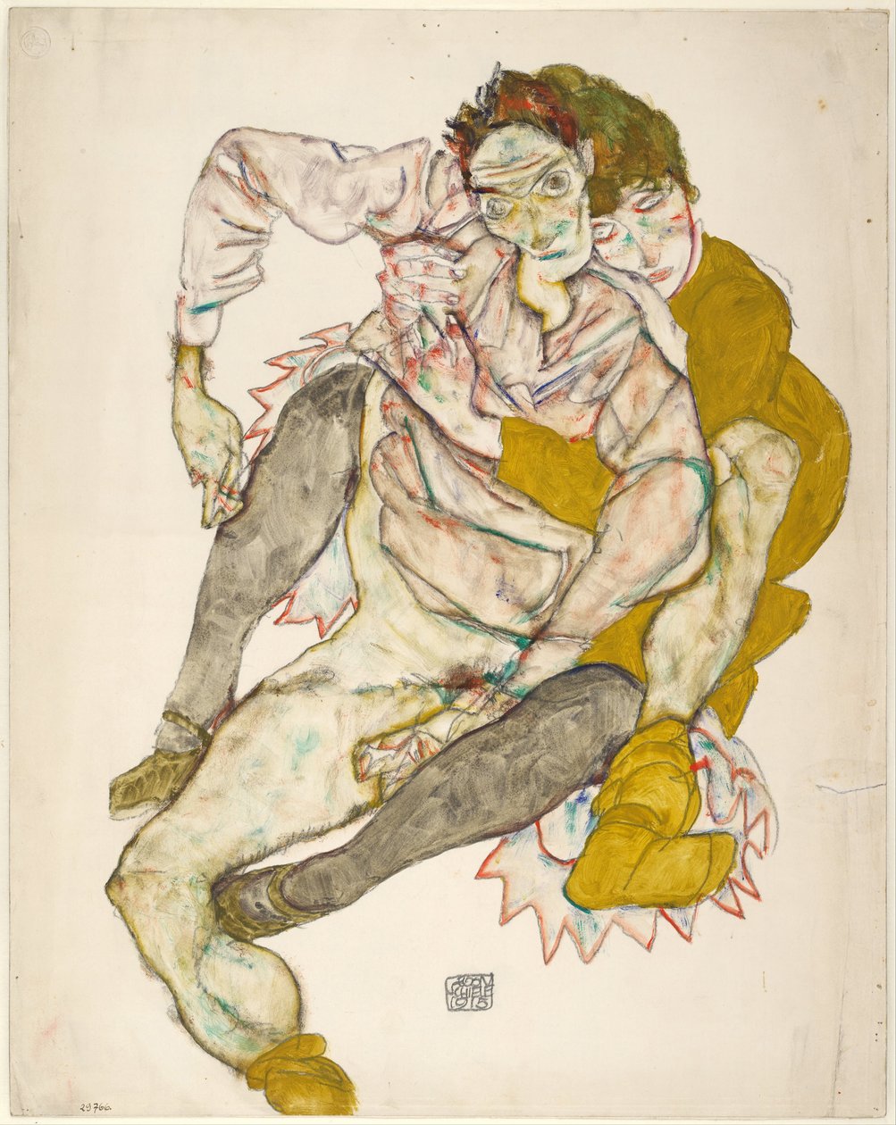 座位对夫妇，1915年 作者 埃贡·席勒（Egon Schiele）