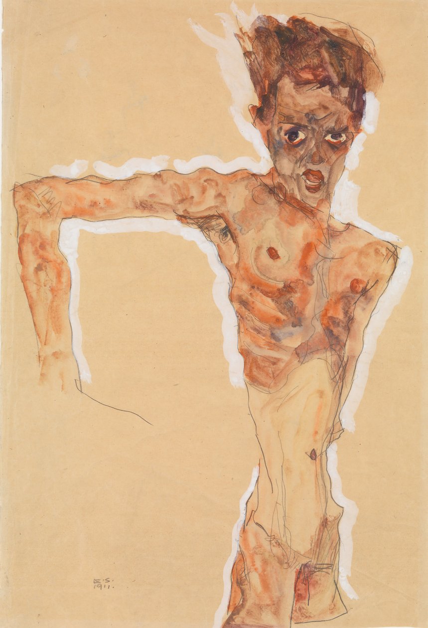 自画像，1911年。 作者 埃贡·席勒（Egon Schiele）