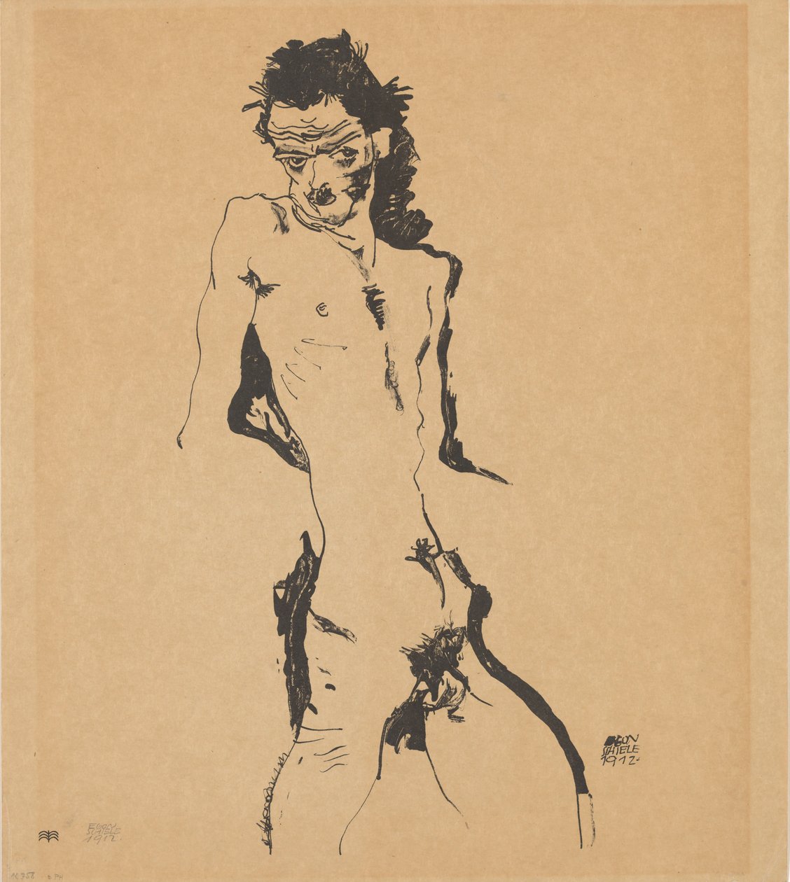 自画像》，1912年。 作者 埃贡·席勒（Egon Schiele）