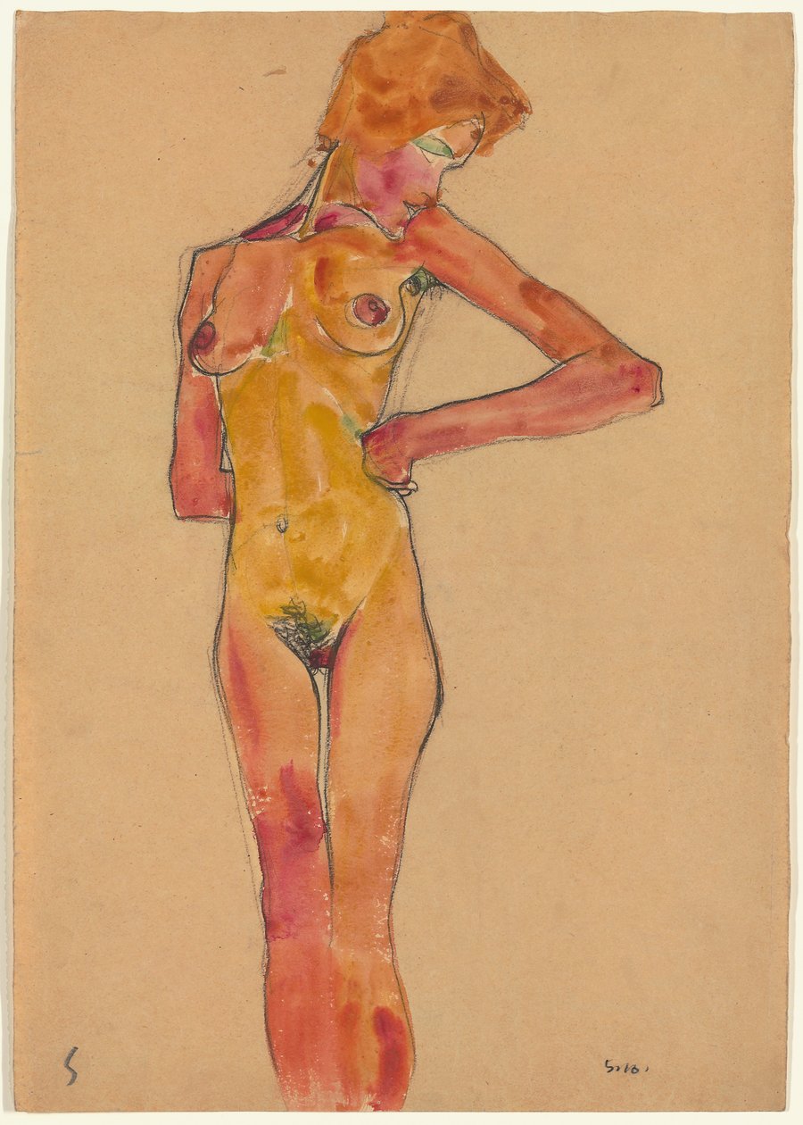 站立的女性裸体 作者 埃贡·席勒（Egon Schiele）