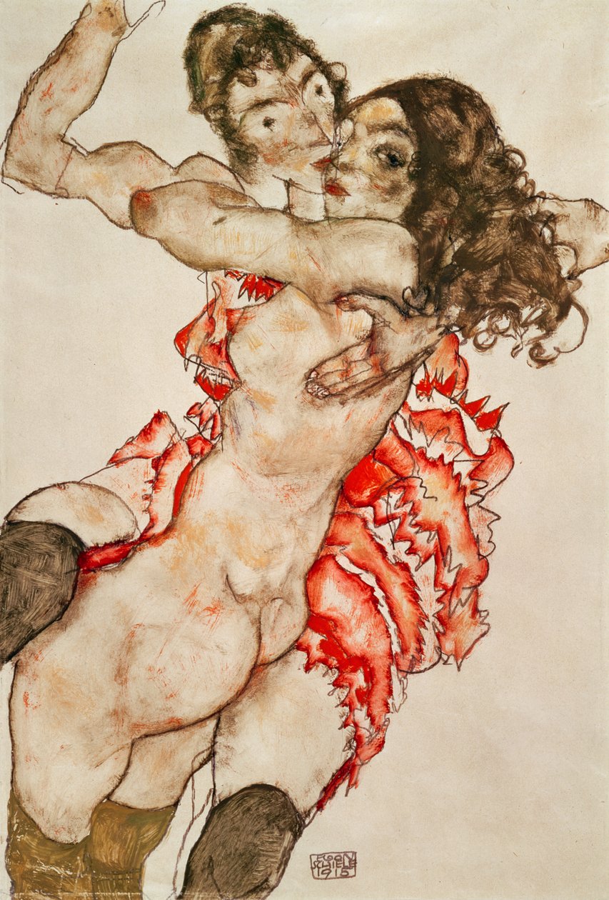 两个女人拥抱 作者 埃贡·席勒（Egon Schiele）