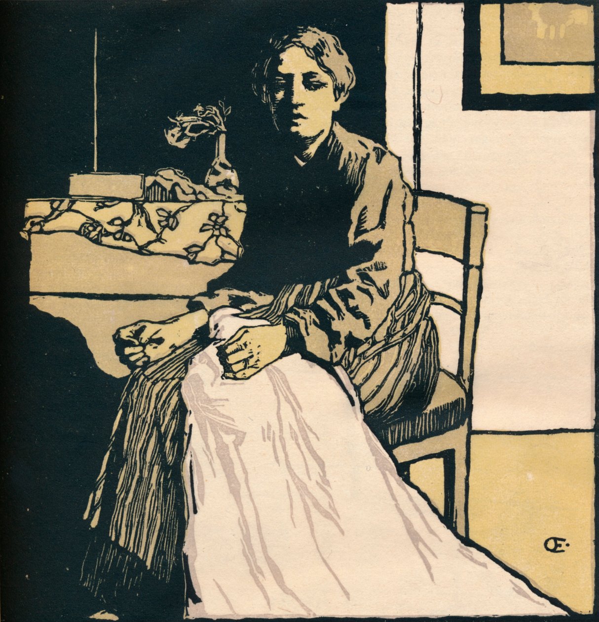 女裁缝，c1900 作者 埃米尔·奥尔里克（Emil Orlik）