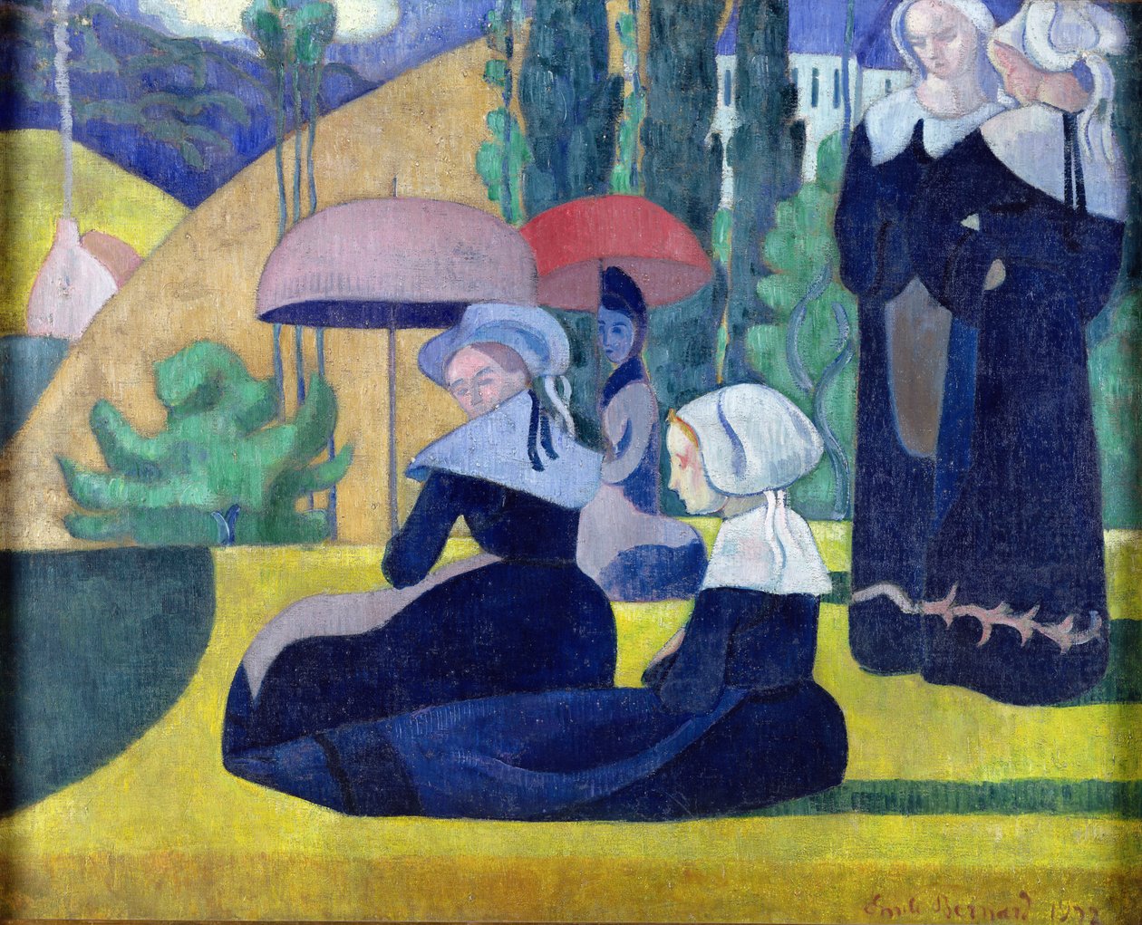 布列塔尼妇女在阴影中，1892年 作者 埃米尔·伯纳德（Emile Bernard）