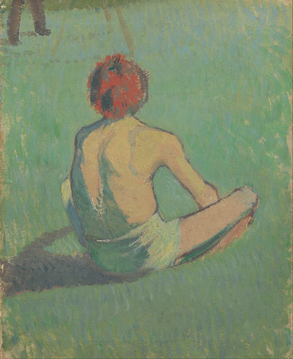 男孩坐在草地上 作者 埃米尔·伯纳德（Emile Bernard）