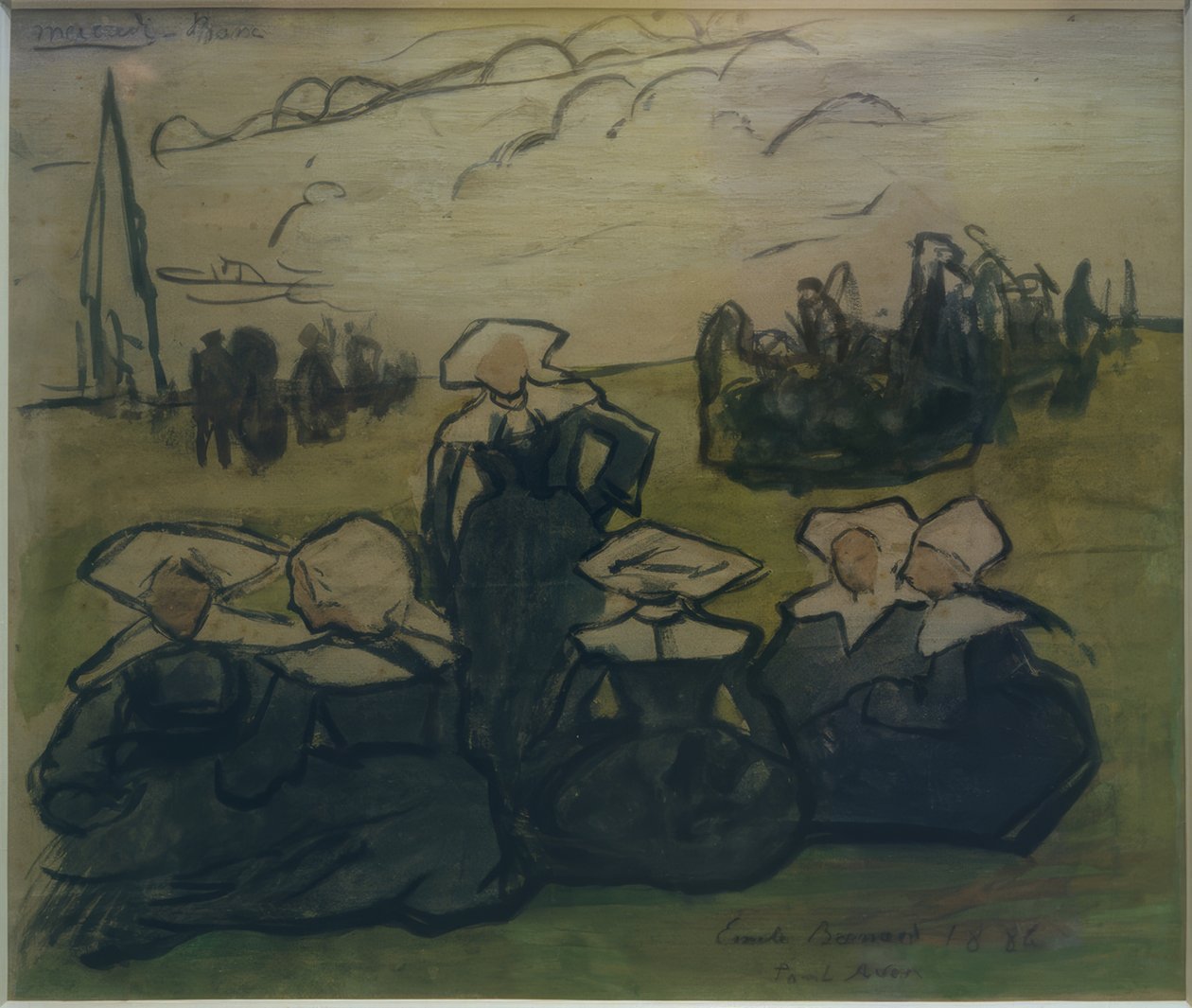 布列塔尼妇女在草地上 作者 埃米尔·伯纳德（Emile Bernard）