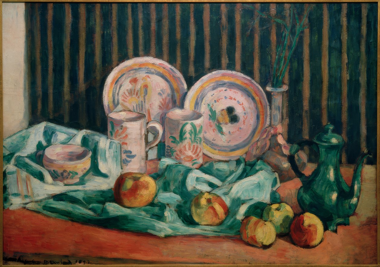 苹果和布列塔尼陶瓷的静物 作者 埃米尔·伯纳德（Emile Bernard）