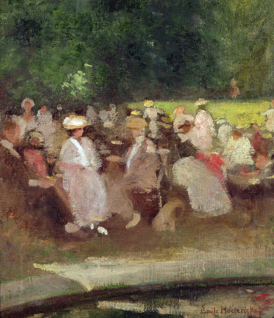 夏天在公园，c.1881 作者 埃米尔·霍特里克斯（Emile Hoeterickx）