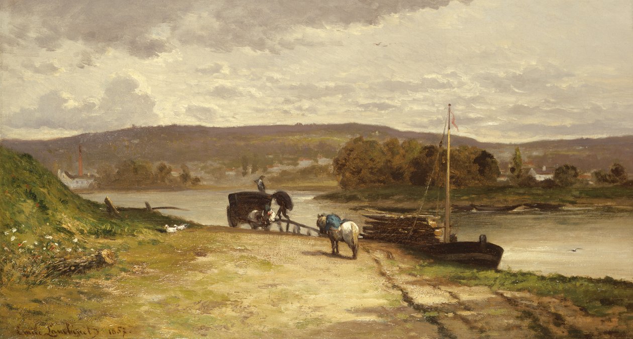 河景观，1837年 作者 埃米尔·兰比内（Emile Lambinet）