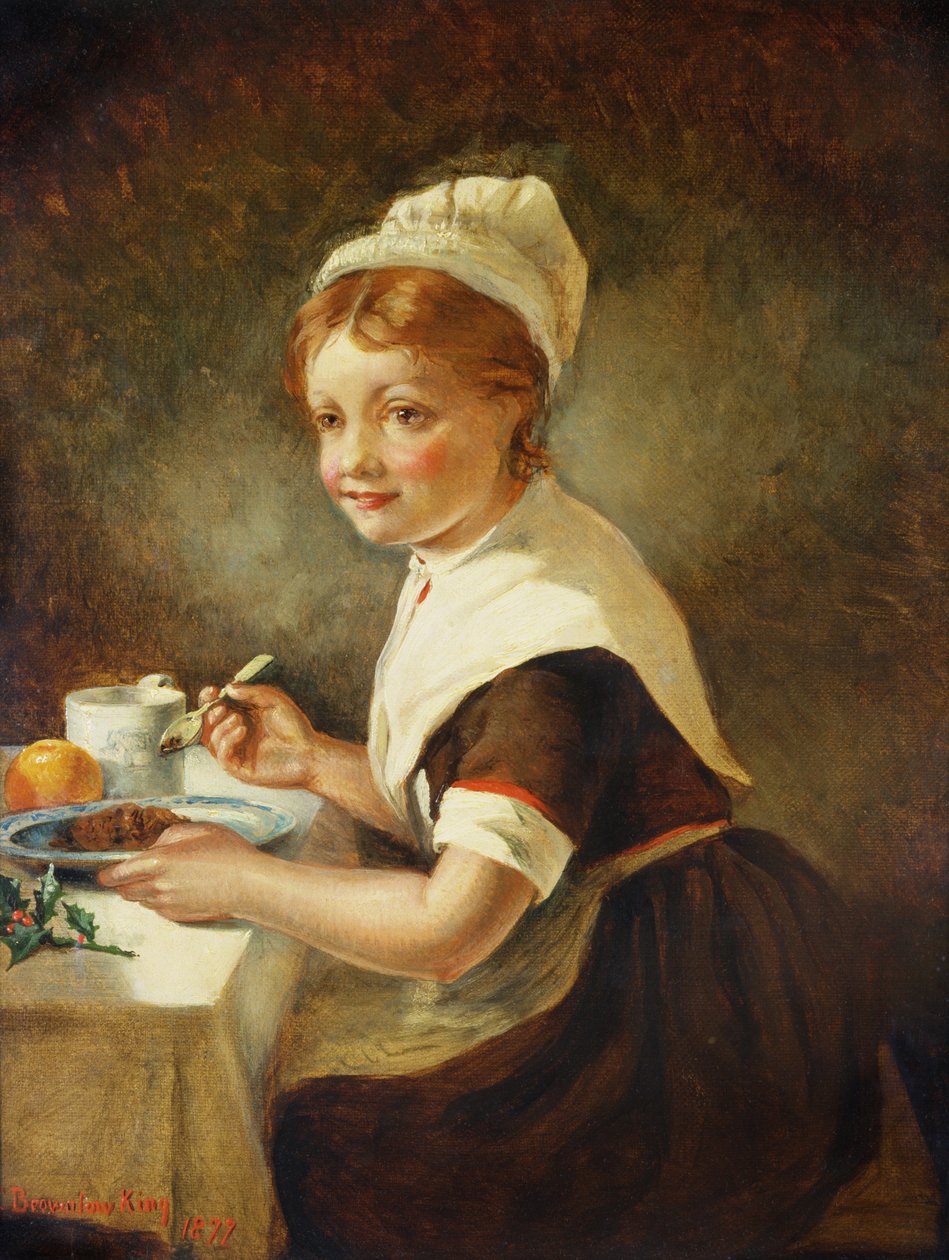 圣诞晚餐的弃儿女孩，1877年 作者 艾玛·布朗洛（Emma Brownlow）