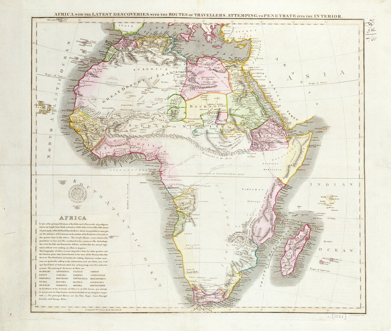 1821年非洲地图 作者 英语学校
