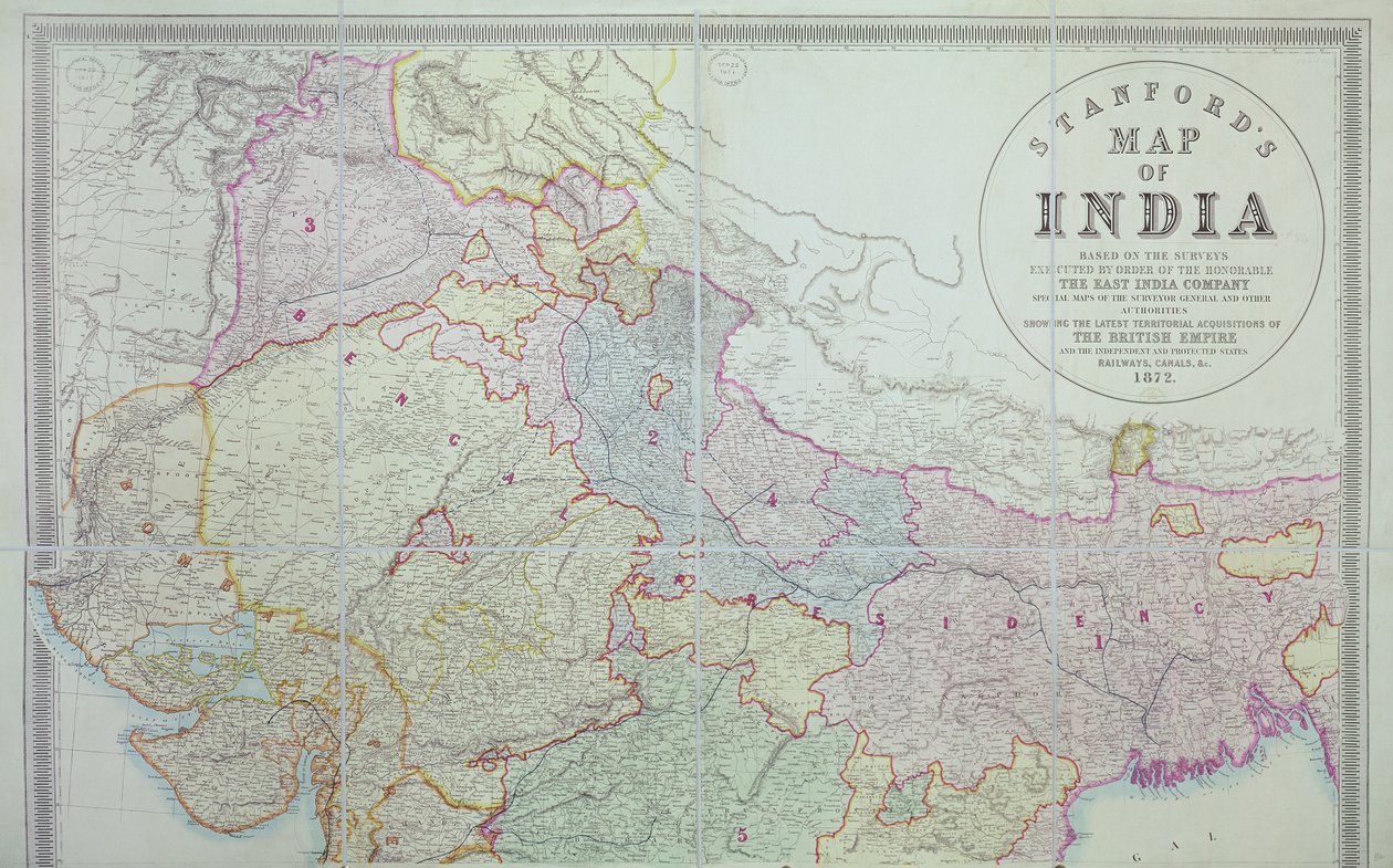 斯坦福斯印度地图，1872年 作者 英语学校