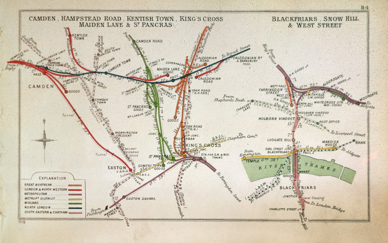 伦敦的运输地图，c.1915 作者 英语学校