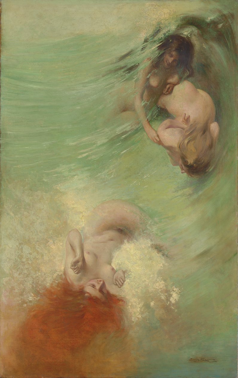 美人鱼和海仙女（布面油画） 作者 埃里克·帕佩（Eric Pape）