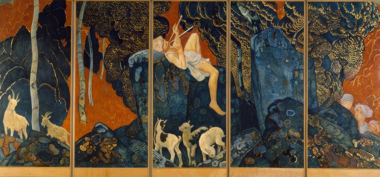 牧羊人吹笛子 作者 欧内斯特·比勒（Ernest Bieler）
