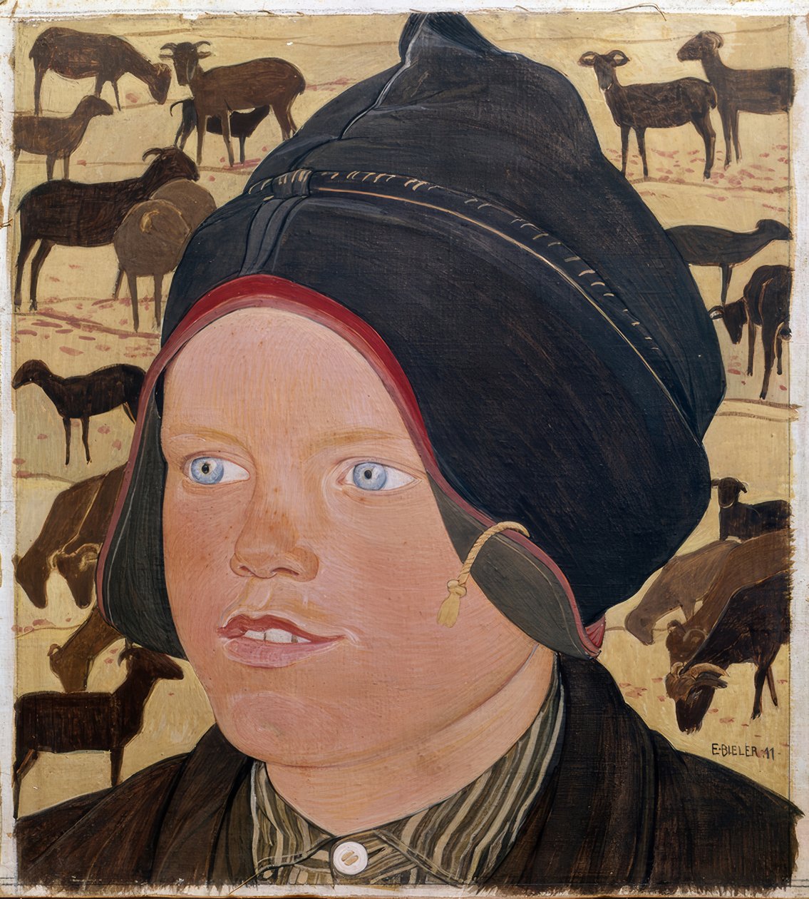 带羊的女孩 作者 欧内斯特·比勒（Ernest Bieler）