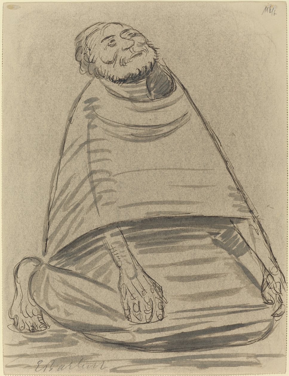 男子跪着，1916年。 作者 恩斯特·巴拉赫（Ernst Barlach）