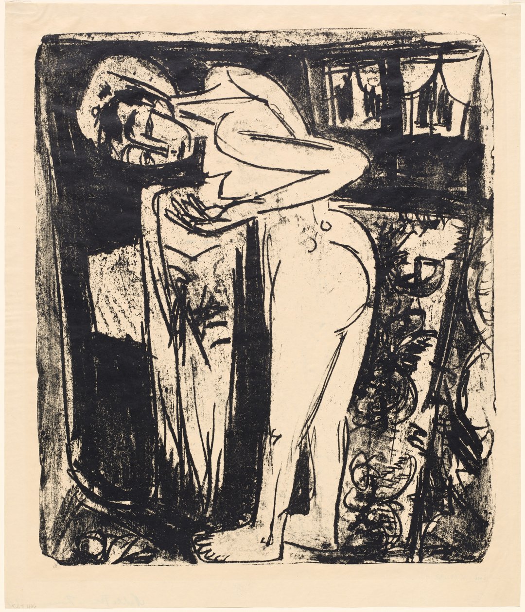 站在房间里的裸体，1921年。 作者 恩斯特·路德维希·基希纳