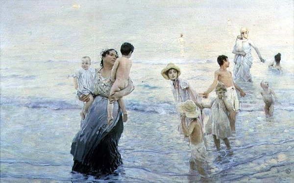 七月（在海滩上） 作者 埃托尔·铁托（Ettore Tito）