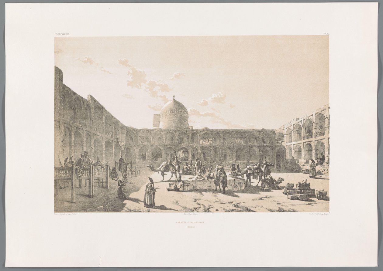 加兹温的 Caravanserai-i-Shah Caravân-Serail-I-Châh (Casbin)（物体上的标题） 波斯风景（系列标题） Perse Modern（系列标题） 作者 尤金·弗兰丁