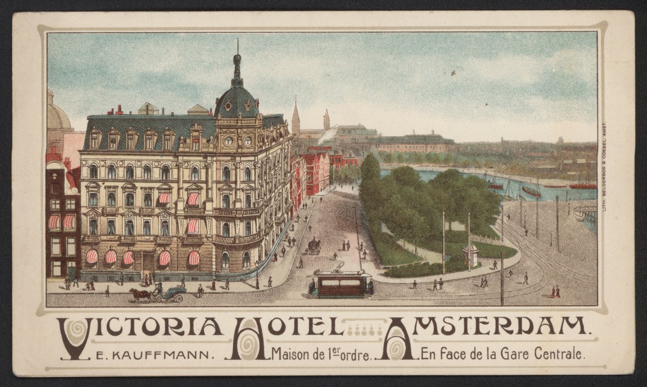 Victoria Hotel, Amsterdam (coloured engraving) 作者 欧洲学校