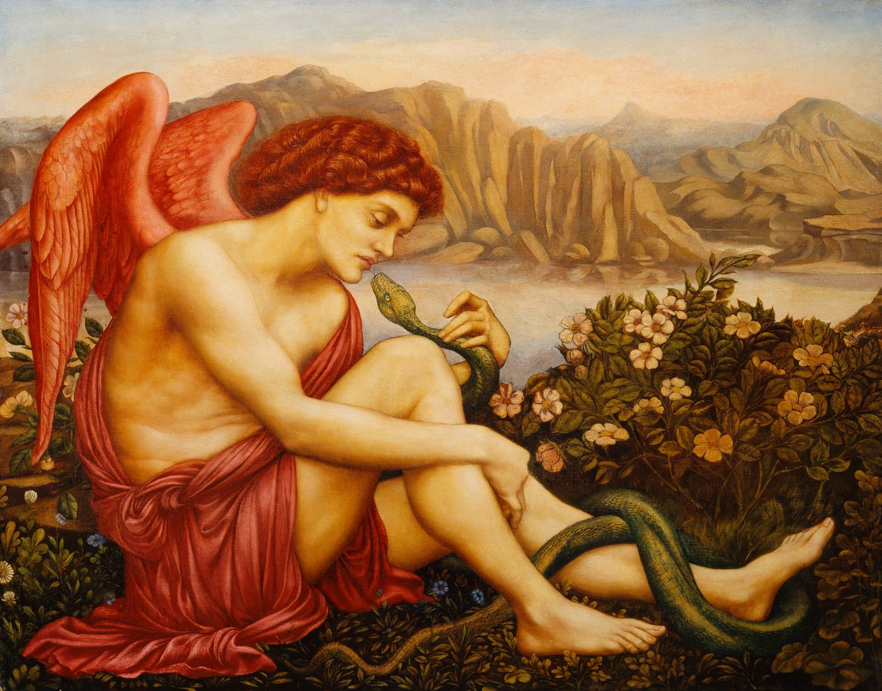 蛇与天使 作者 伊夫林·德·摩根（Evelyn De Morgan）