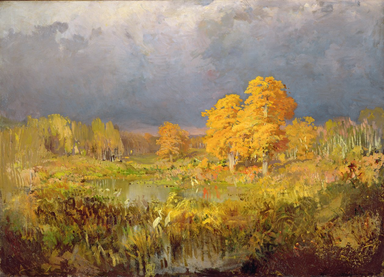 秋天的森林沼泽，c.1872 作者 费多（Fedor Aleksandrovich Vasiliev）