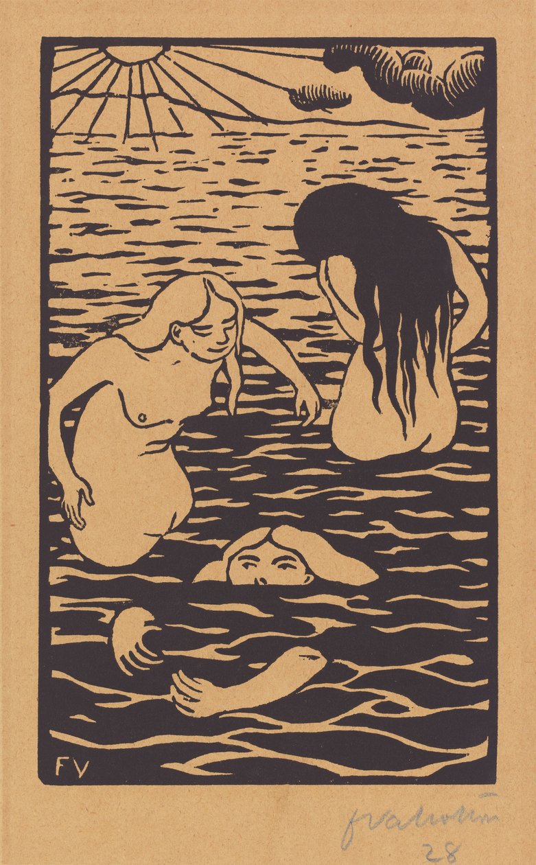 三个洗澡的人，1894年。 作者 费利克斯·瓦尔洛顿
