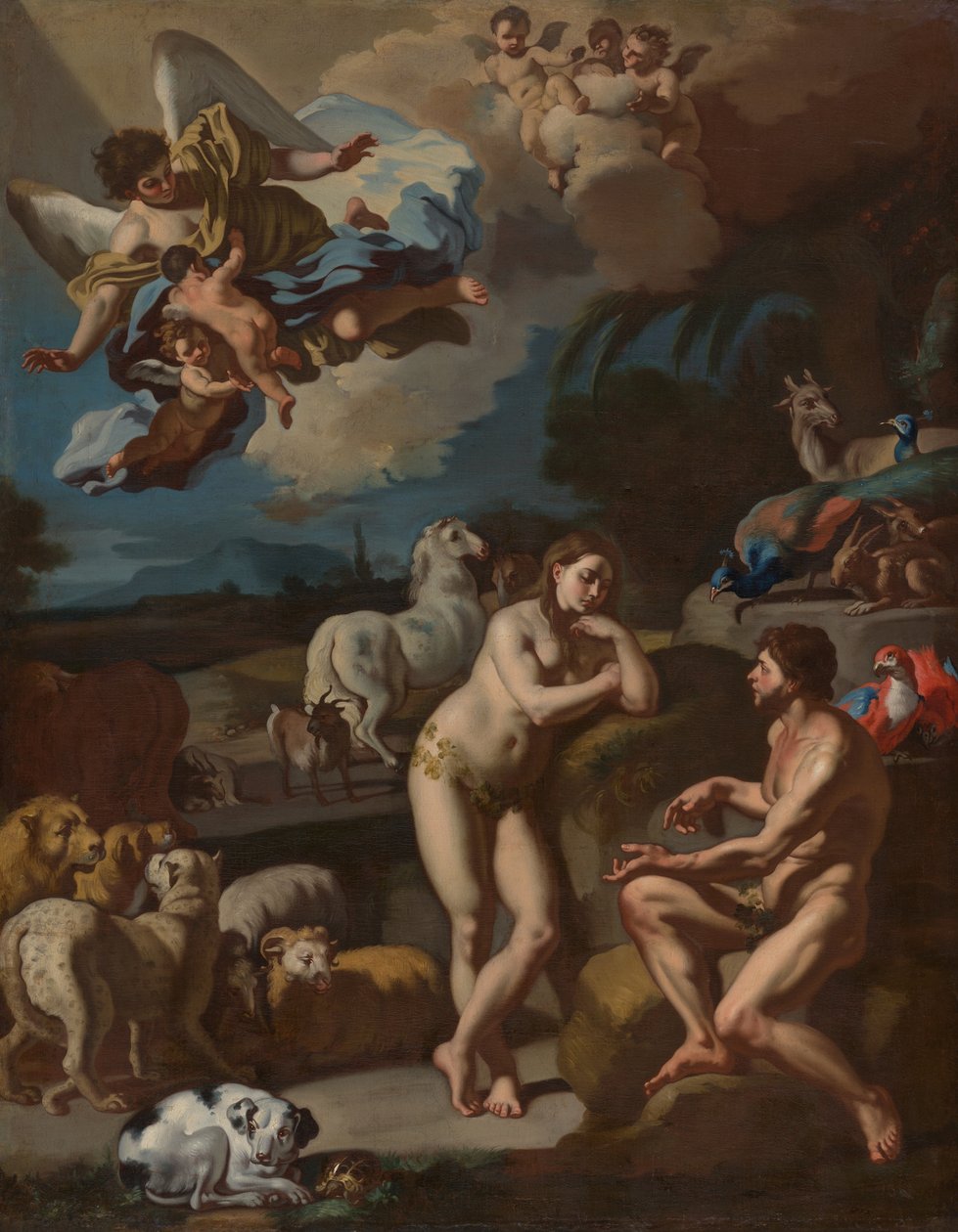 亚当和夏娃在天堂 作者 弗朗切斯科·索利米娜（Francesco Solimena）