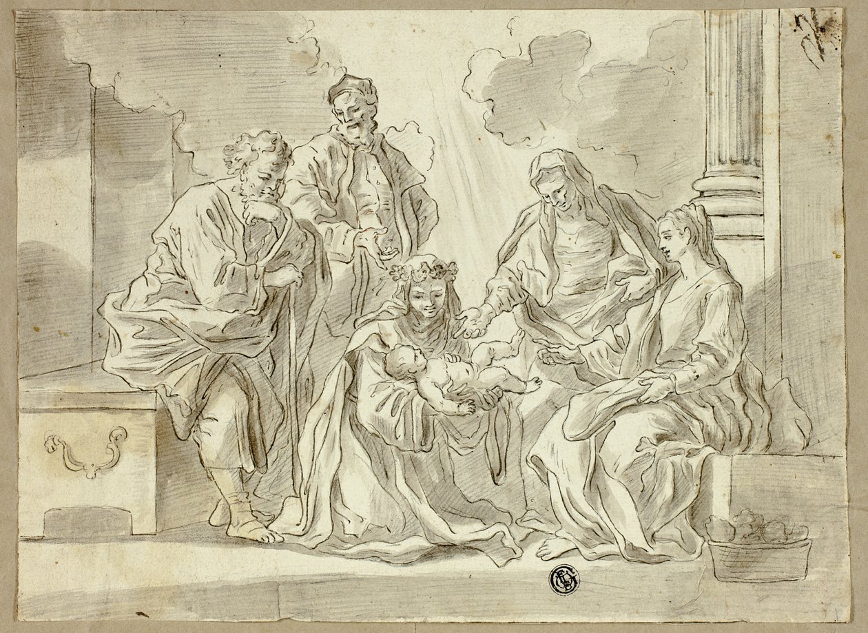 神圣家庭与圣徒 作者 弗朗切斯科·索利米娜（Francesco Solimena）
