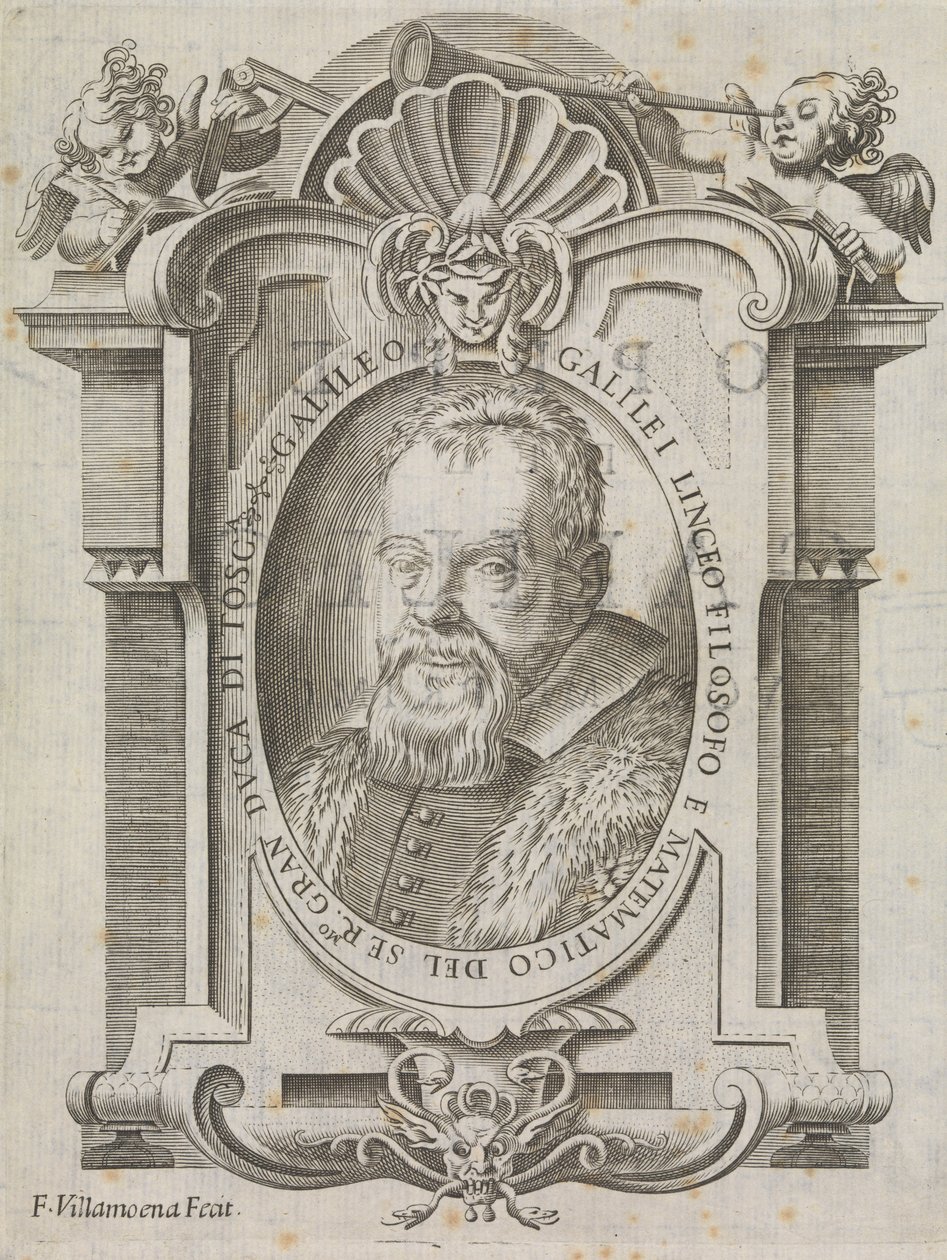 伽利略-伽利莱（1564-1642 年），约 1656 年（版画） 作者 弗朗切斯科·比利亚梅纳（Francesco Villamena）