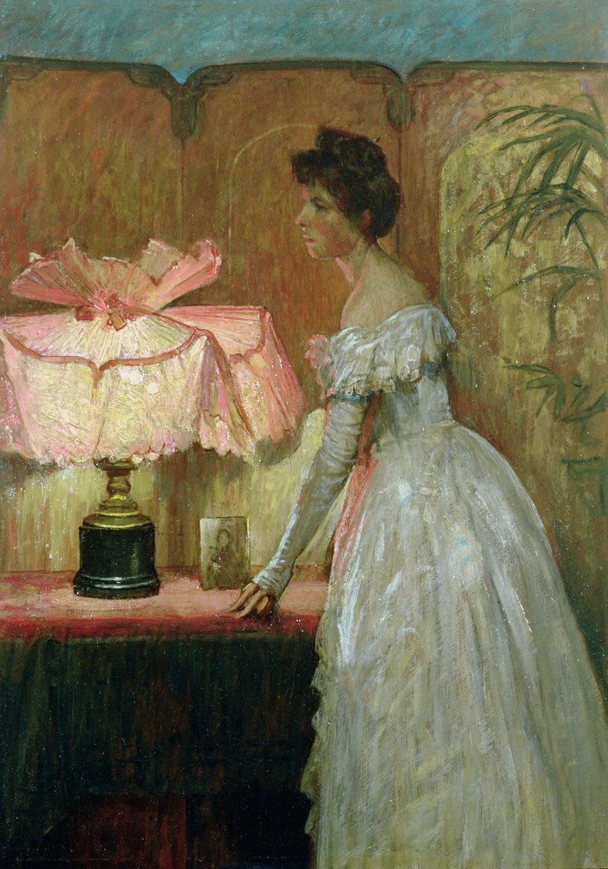 内部与夫人的灯光研究，1891年 作者 弗兰克·迪克塞