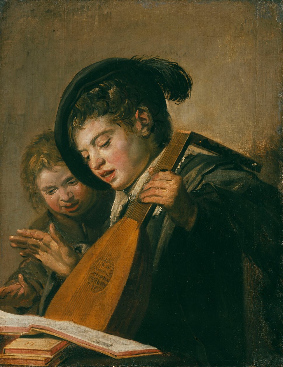 两个音乐家男孩。 作者 弗兰斯·哈尔斯（Frans Hals）