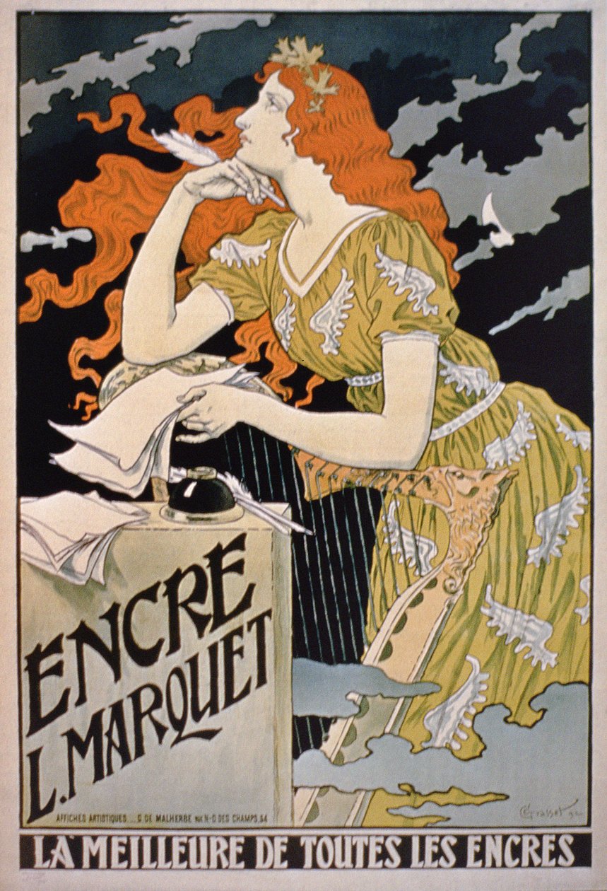 海报广告&39;L. Marquet Ink，The Best Of All Inks&39;，1892年 作者 弗朗兹·格拉塞尔（Franz Grassel）